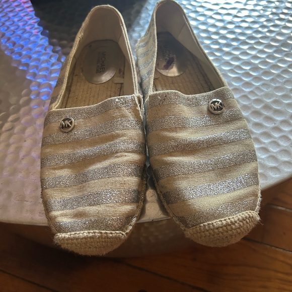 Michael Kors Glittering Silver and Tan Espadrilles - Picture 1 of 5